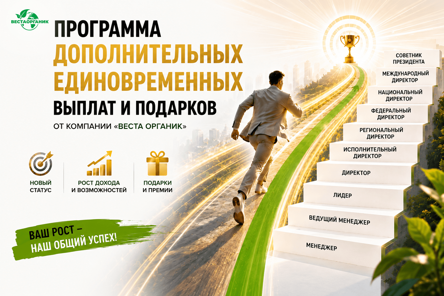 Программа дополнительных единовременных выплат и подарков от компании «Веста Органик»